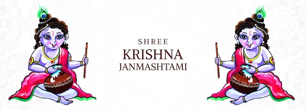 Glückliches krishna janmashtami Herr krishna Kartenbanner