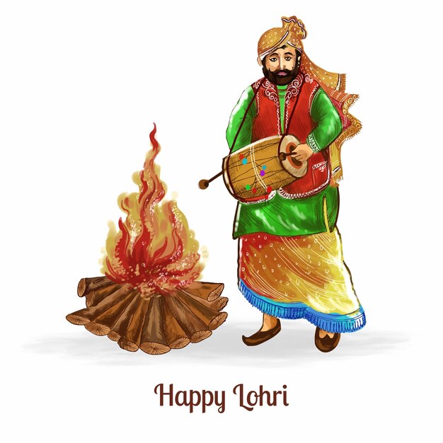 Glückliches lohri-fest des punjab-indien-kartenhintergrundes