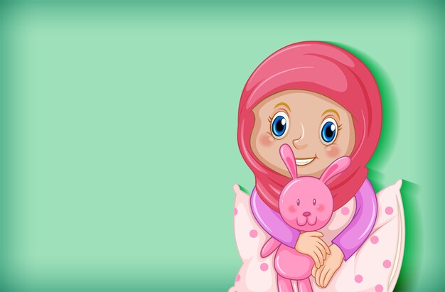 Glückliches muslimisches Mädchen im Pyjama