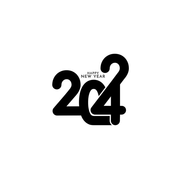 Glückliches neues Jahr 2024 kreatives Text-Design weißer Hintergrund-Vektor