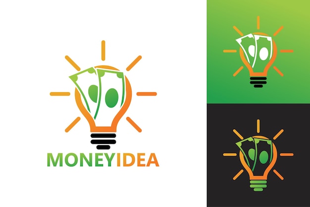 Glühbirne idee geld logo vorlage premium-vektor