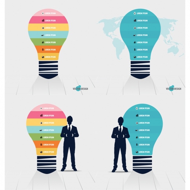 Kostenloser Vektor glühbirne infografik sammlung
