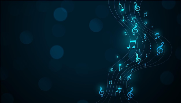 Glühender musikalischer pentagrammhintergrund mit tonnoten