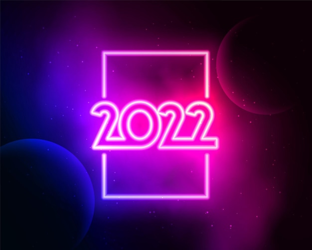 Glühendes Neon 2022 kosmisches Neujahrstapete