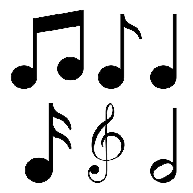 Kostenloser Vektor glyph-stil-satz für musiknoten