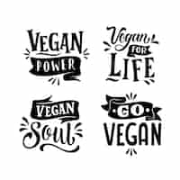 Kostenloser Vektor go vegan schriftzug design-set