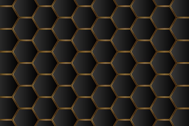 Gold-hex-hintergrund, geteilte sechsecke