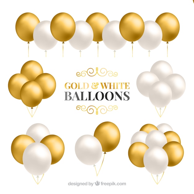 Gold- und Weißballonbündelsammlung