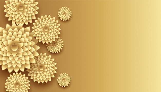 Goldene dekoration der blumen 3d mit textraumhintergrund