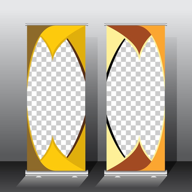 Goldene Farbe Roll-up-Banner-Vorlage Vektor-Illustration