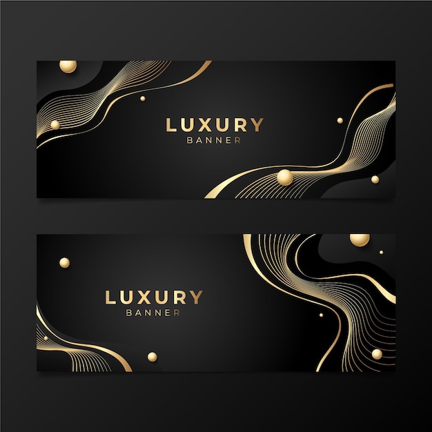 Goldene horizontale Luxusfahnen mit Farbverlauf