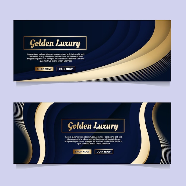 Goldene luxusbanner mit farbverlauf eingestellt