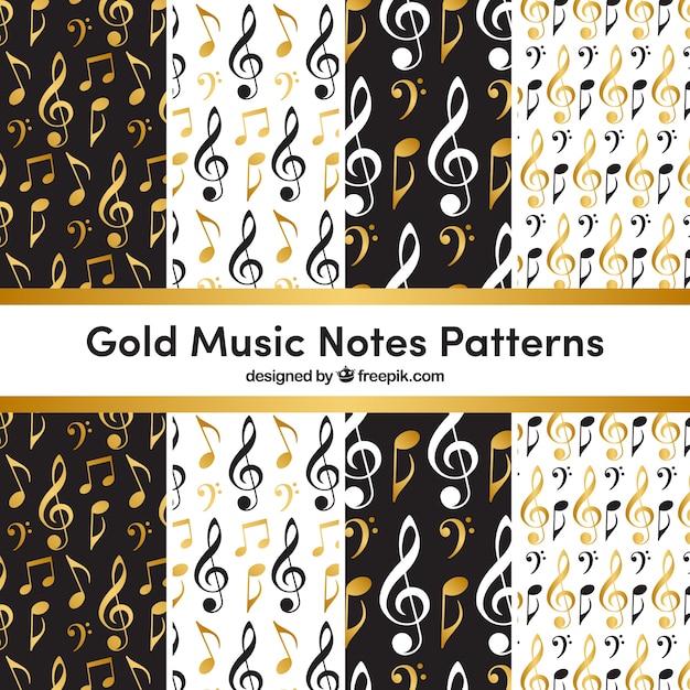 Goldene musik noten muster hintergrund