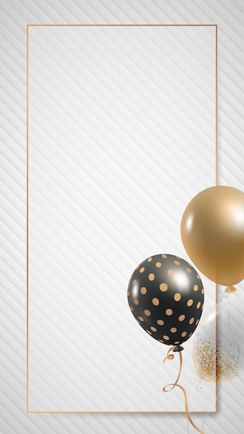 Goldene rechteckige luftballons rahmendesign handy wallpaper vektor