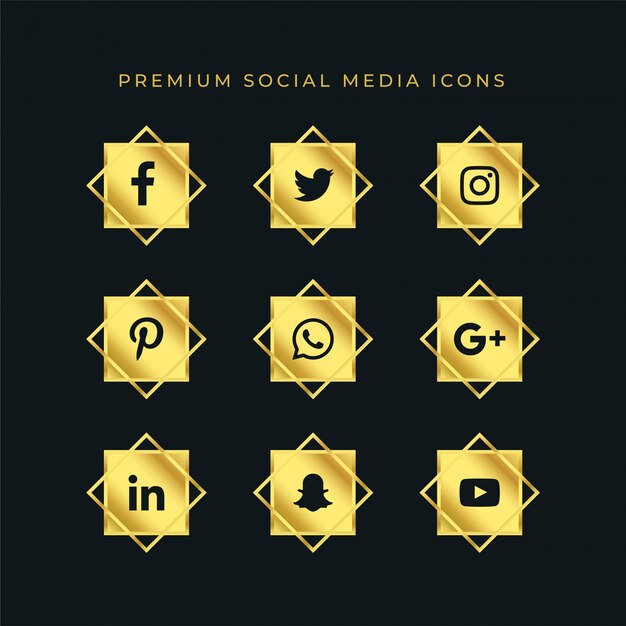Goldene Social Media Icons Set