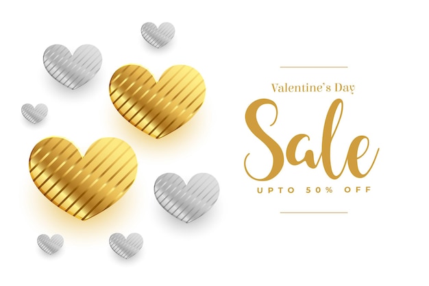 Goldene und silberne Herzen Valentinstag Verkauf Hintergrund
