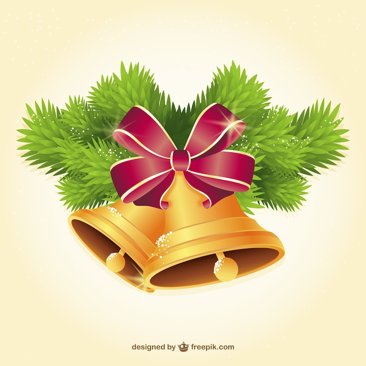 Kostenlose Vektor goldene weihnachtsglocken-illustration