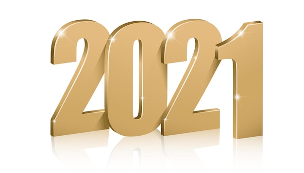 goldene Zahlen 2021, frohes neues Jahr.