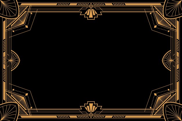 Goldener Art-Deco-Hintergrund des flachen Designs