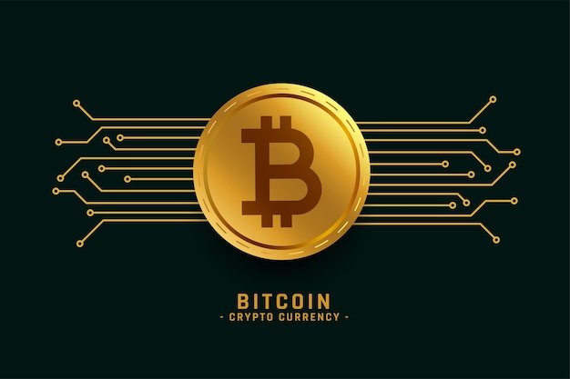Kostenloser Vektor goldener bitcoin-hintergrund mit netzwerkleitungen