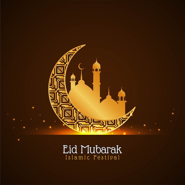 Goldener Halbmond Eid Mubarak Hintergrund