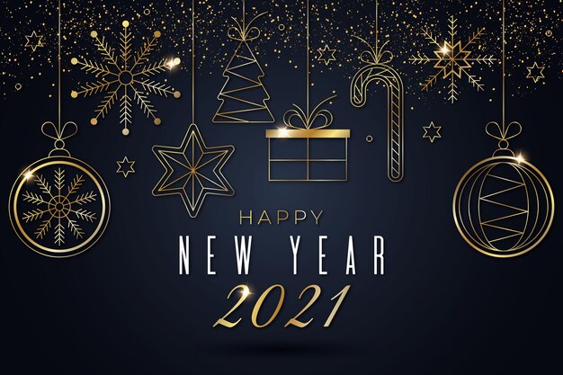 Goldener Hintergrund des neuen Jahres 2021