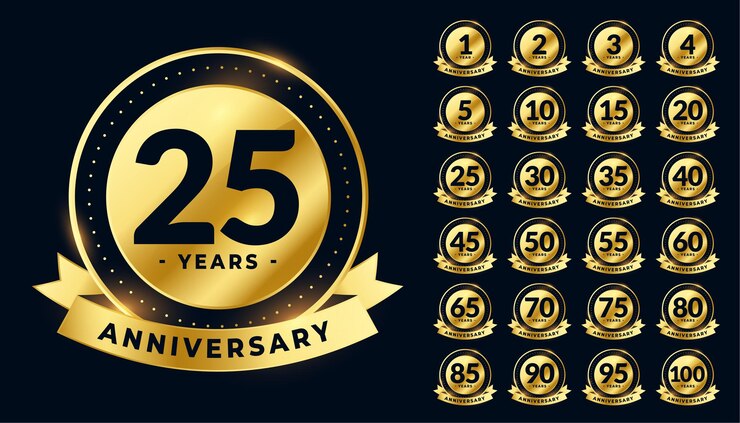 Kostenlose Vektor goldener hochzeitstag beschriftet großes set