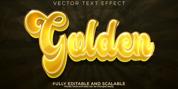 Kostenloser Vektor goldener luxus-texteffekt bearbeitbarer glänzender und eleganter textstil