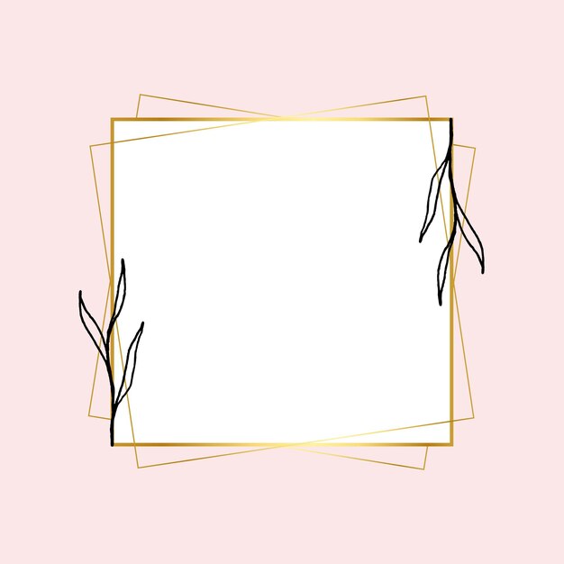 Goldener quadratischer Rahmen mit einfacher Blumenzeichnung