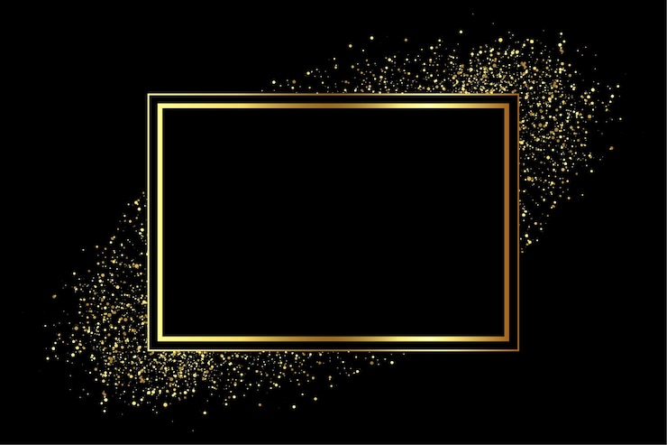 Kostenlose Vektor goldener rahmen mit glitzerstreuung