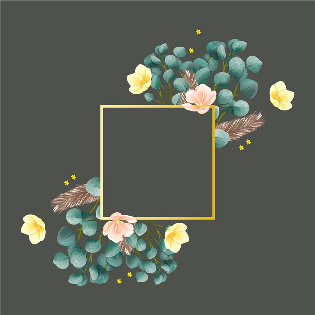 Goldener Rahmen mit Winterblumen