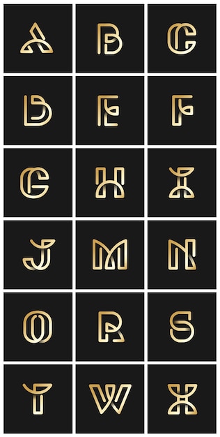 Kostenloser Vektor goldener retro- alphabetsatz