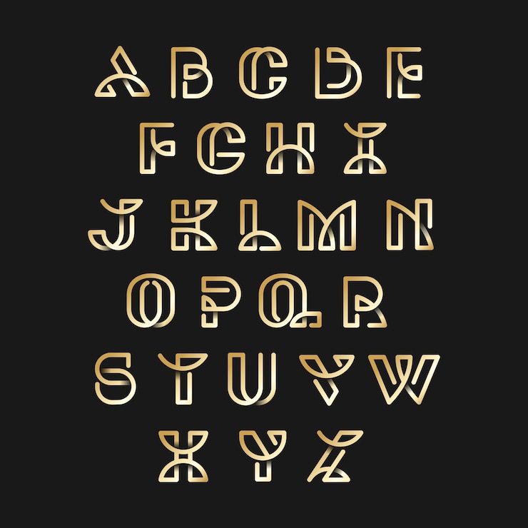 Kostenlose Vektor goldener retro- alphabetsatz