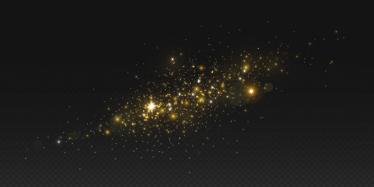 Kostenlose Vektor goldener staub, der am dunklen nachthimmel glänzt