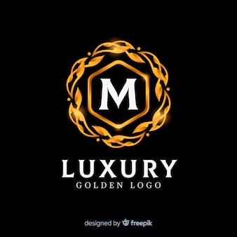 Goldenes elegantes logo flachen stil Kostenlosen Vektoren