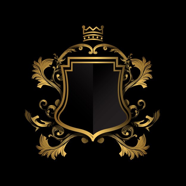 Goldenes Emblem auf schwarzem Hintergrund