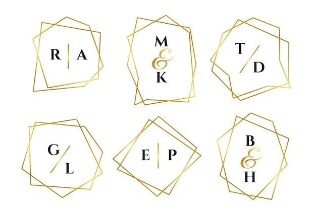 Goldenes geometrisches linienart-hochzeitsmonogramm