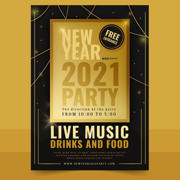 Goldenes neues Jahr 2021 Party Flyer Vorlage