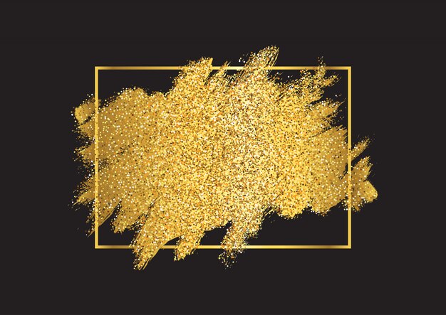 Goldglitterhintergrund mit einem metallischen goldenen Rahmen