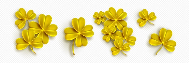 Kostenloser Vektor goldklee mit vier blättern, irisches glückssymbol