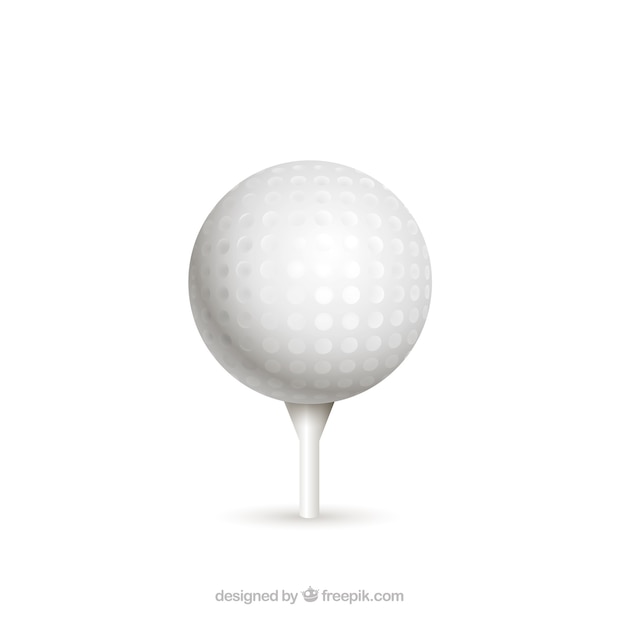 Golfball auf T-Stück in der realistischen Art
