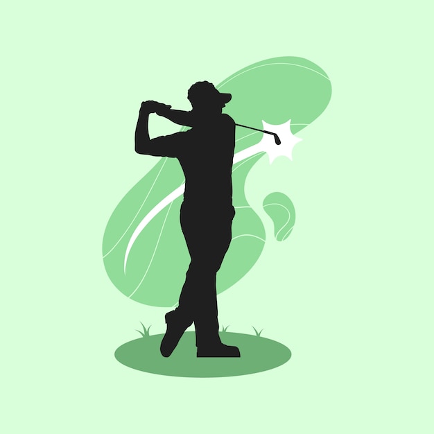 Kostenloser Vektor golfer-silhouette im flachen design