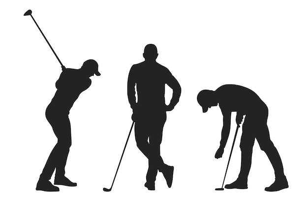 Kostenloser Vektor golfer-silhouette im flachen design