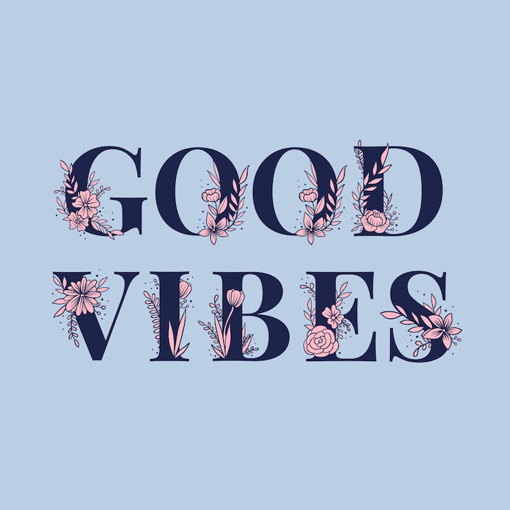 Kostenlose Vektor good vibes girly worttypografie schriftzug schriftart