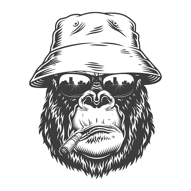 Gorillakopf im monochromen stil