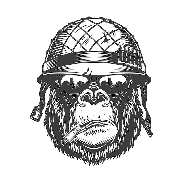 Gorillakopf im monochromen stil