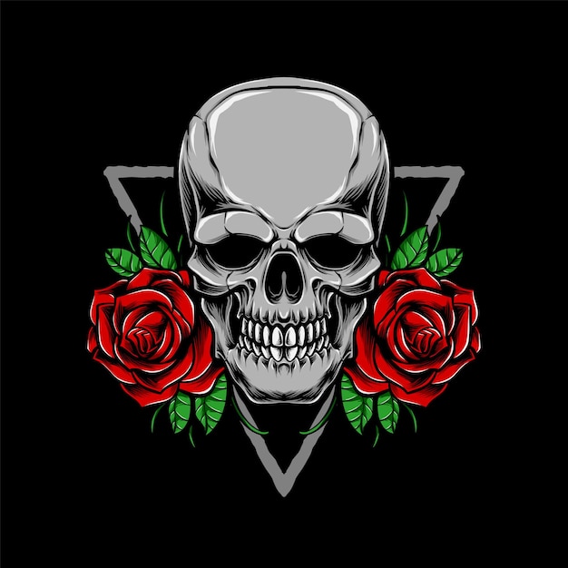 Gotischer Schädel mit Rosenvektor logojpg