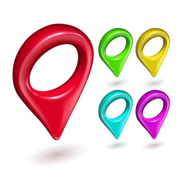 GPS-Zeiger Multicolor Navigieren Suchen Set Vector