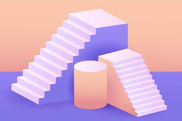 Gradient 3D-Treppe lila Hintergrund