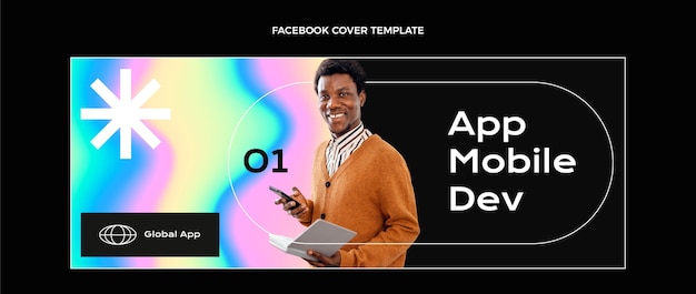 Kostenloser Vektor gradient abstrakte flüssigkeitstechnologie facebook-cover